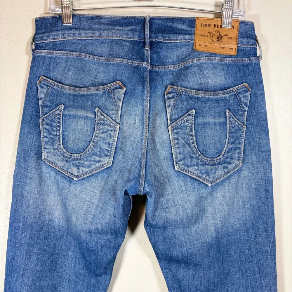 True Religion Geno Relaxed Slim Distressed Blue Denim Jeans Mens 30